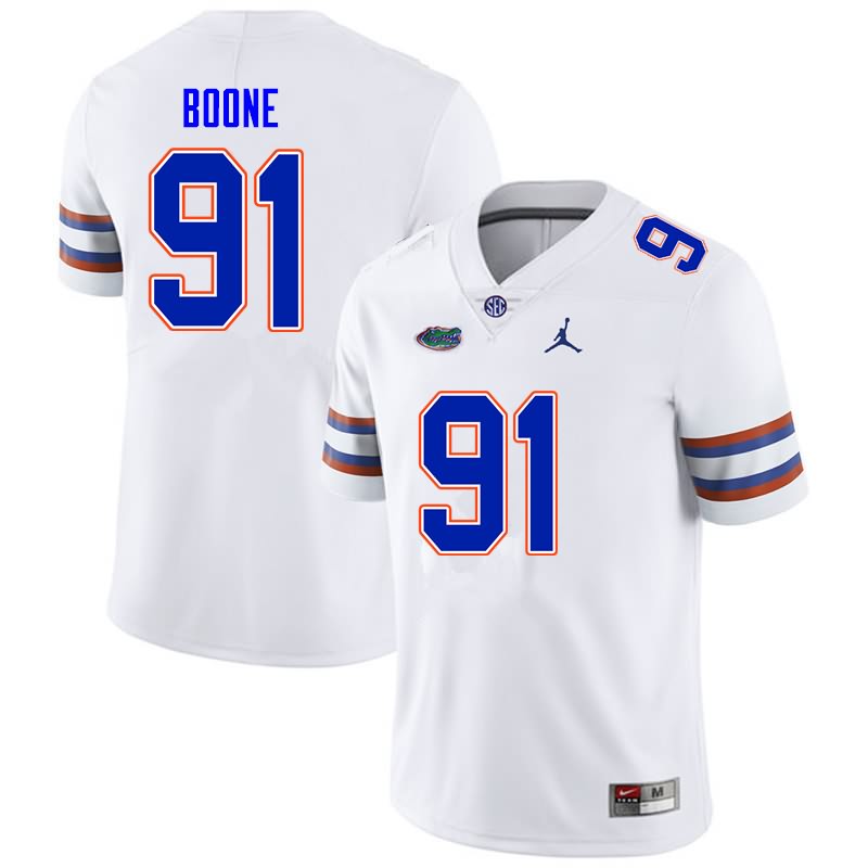 Men's NCAA Florida Gators Justus Boone #91 Stitched Authentic Nike White College Football Jersey PPD0265ZU